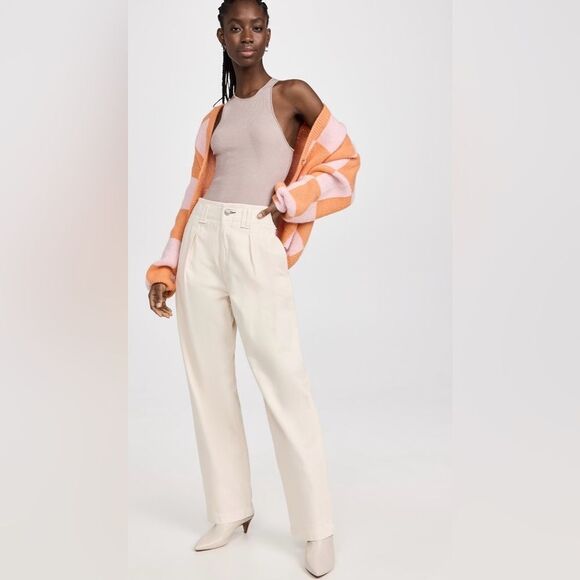 NEW Rag & bone High Rise Pleated Trousers in Ecru - Picture 3 of 16